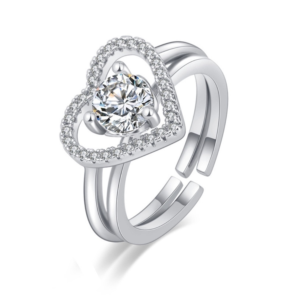 *ARANTXA* 2-Pc Silver Heart Shape Fashion Adjustable Ring